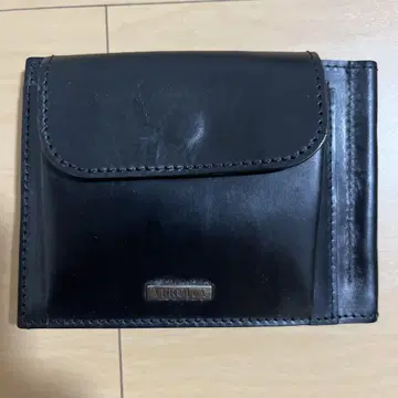 블랙 가죽 접이식 지갑