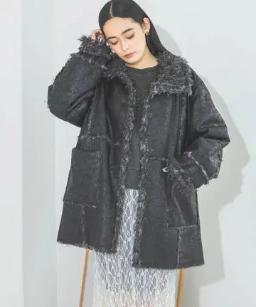 새상품급 JEANASIS 무스탕 코트 리버서블 블랙