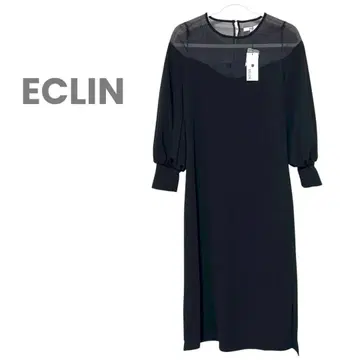 택 포함 ECLIN [ M ] 원피스 시어 볼륨 소매 긴팔 드레스