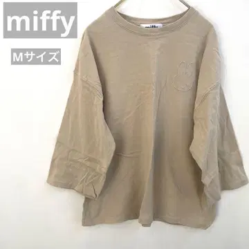 [ miffy ] 미피 자수 베이지 T셔츠 7부 기장 5부 기장