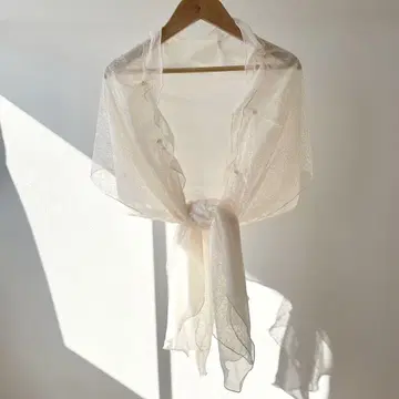 새상품급 결혼식 스톨 펄 장식 샤이니 레이스 쉬폰 숄