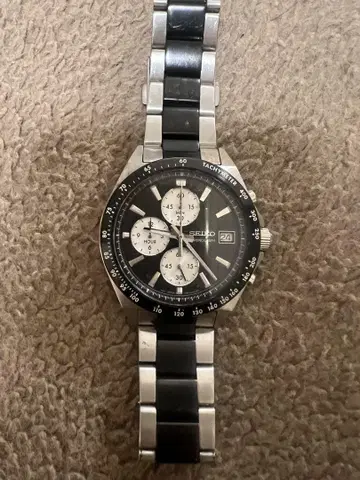 SEIKO 크로노그래프 블랙 실버