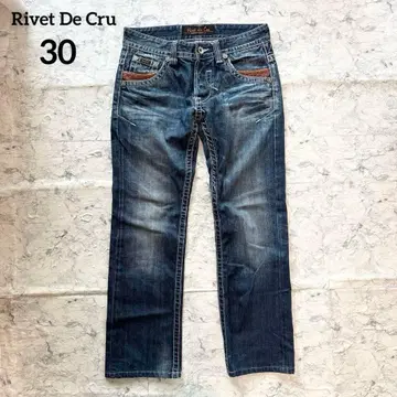 [ Rivet De Cru ] 워시 빈티지 가공 스트레이트 데님 30