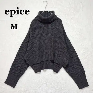 에피스 터틀넥 스웨터 M 숏 기장 오버 사이즈 빅 루즈 무지