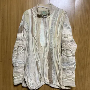 빈티지 90s COOGI 니트 하프 지퍼 L 사이즈 베이지 계열