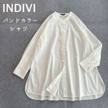 새상품급 INDIVI 밴드 카라 셔츠 코튼 루즈핏