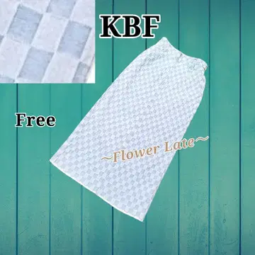 KBF 체커 패턴 프린지 밑단 데님 스커트 롱 스커트