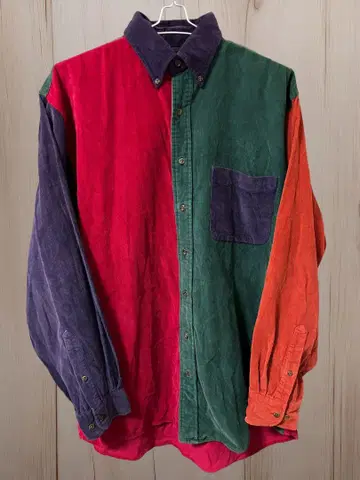 90s LANDS' END 멀티 컬러 코듀로이 긴팔 셔츠