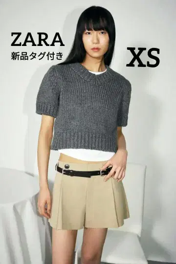 택 포함 새상품 ZARA 버튼 플리츠 숏팬츠 XS