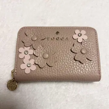 TOCCA 카드 케이스 미니 지갑 꽃 핑크 베이지