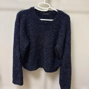 JEANASIS 네이비 라메 믹스 니트 스웨터