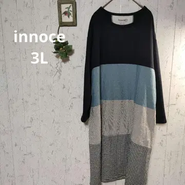 새상품급 [innoce] 빅 티셔츠 원피스 패치워크 디자인 3L