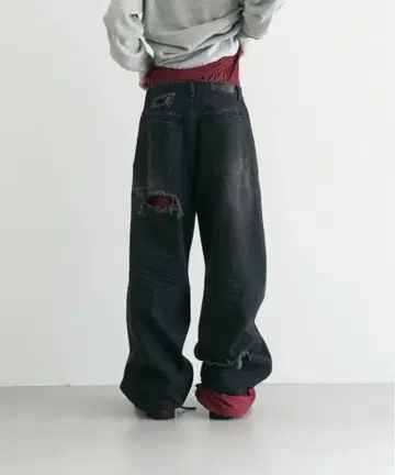 LOADINGROOM Double denim track pants men