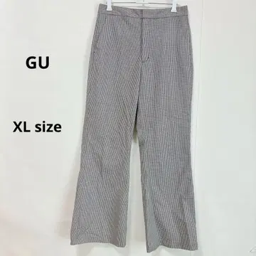 지유 GU 플레어 팬츠 XL 체크 무늬 와이드 슬랙스 빅 사이즈