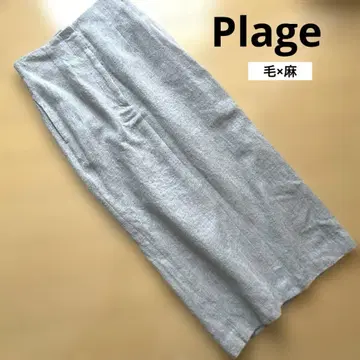 Plage 모 x 린넨 롱 타이트 스커트 백 슬릿 베이지