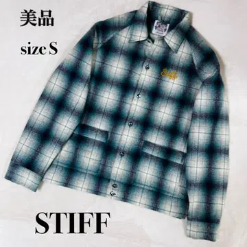 새상품급 레어 컬러 STIFF 옴브레 체크 오픈 카라 셔츠 사이즈 S