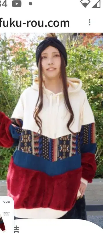 차이하네 후드 부착 패치워크 후드티