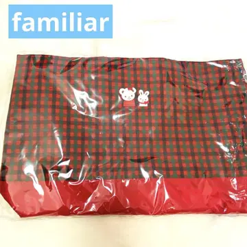 [ 미사용 새상품 ] familiar 레슨백 빨간색 체크 토트백