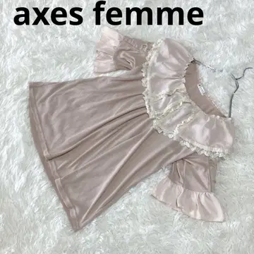 엑시즈팜(M) 반팔 블라우스 레이스 비쥬 리본