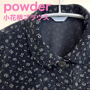powder 사코 히데키 미니 꽃무늬 7부 소매 블라우스