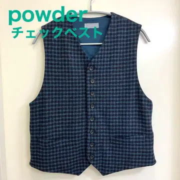 powder 시모사코 히데키 체크 울 혼방 베스트