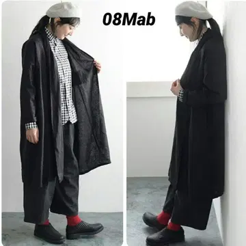 08mab 드레이프 린넨 롱 가디건 [ BLACK ]