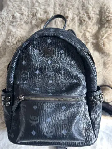MCM 블랙 레더 백팩