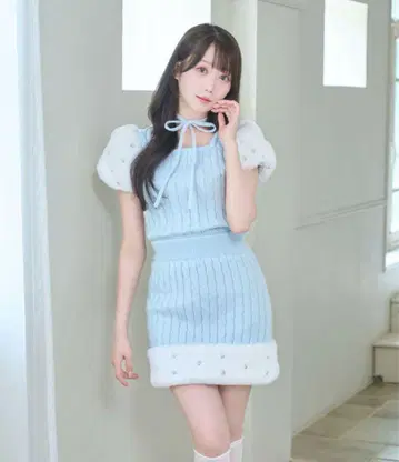 RoseMuse Fur point knit mini set up 색스