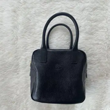 일비종떼 스퀘어 핸드백 가죽 천연 가죽 블랙 컴팩트