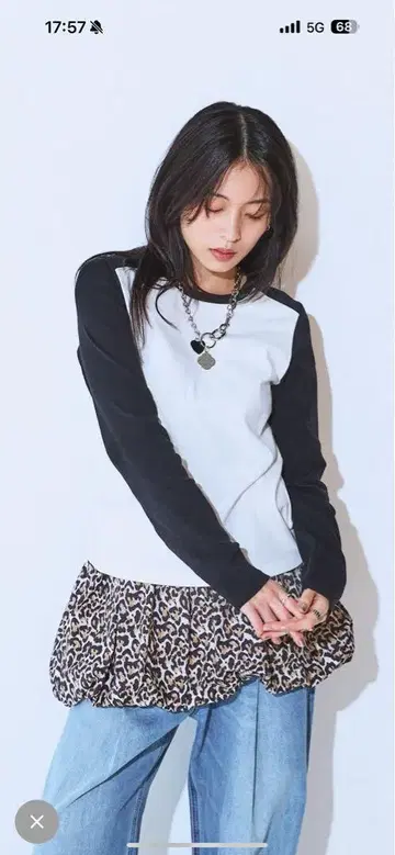 jeanasis 바이컬러 플라이스 LS TEE