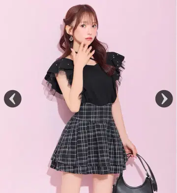 미셸 마카롱 트위드 슬림 레그 스커트 블랙