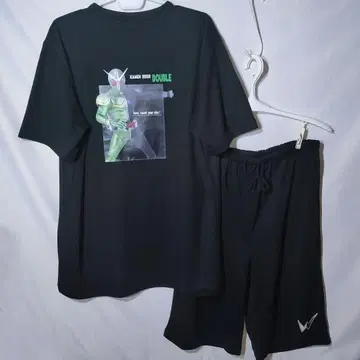 새상품 상하의 세트 XL 가면라이더 더블 반다이 메쉬 반팔 반바지
