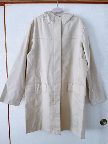 [ 무인양품 ] 베이지 후드 부착 롱 코트