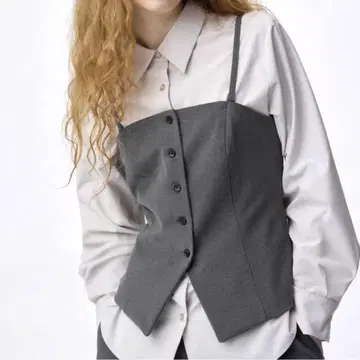 GU 프론트 버튼 뷔스티에 L 그레이