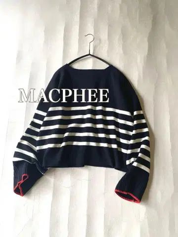 투모로우랜드 MACPHEE 패널 보더 보트넥 와이드 코튼 폴리 니트