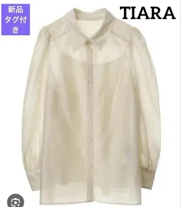새상품 Tiara 티아라 시어 볼륨 슬리브 셔츠 블라우스 멜로즈