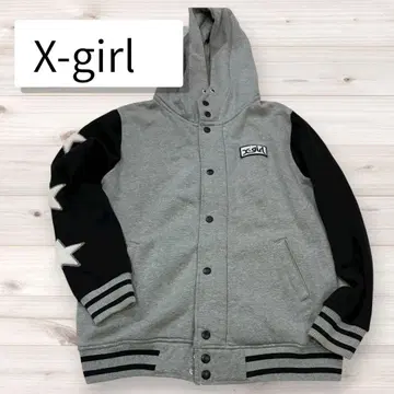x-girl 엑스걸 후드 부착 아우터 그레이/블랙 [ M ]