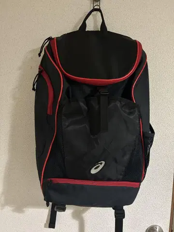 ASICS 블랙 레드 백팩 대용량 35L