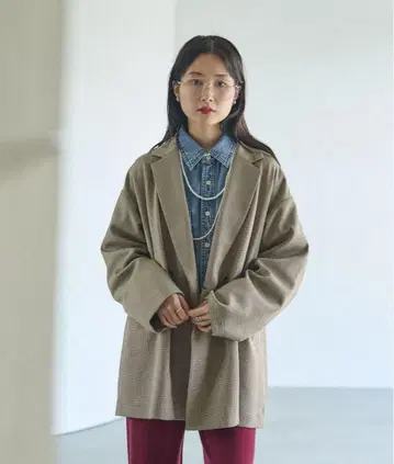 LEPSIM W 브레스 미들 체크 자켓
