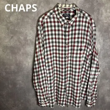 CHAPS 긴팔 셔츠 플란넬 레드 체크 XL 구제 의류 아메카지