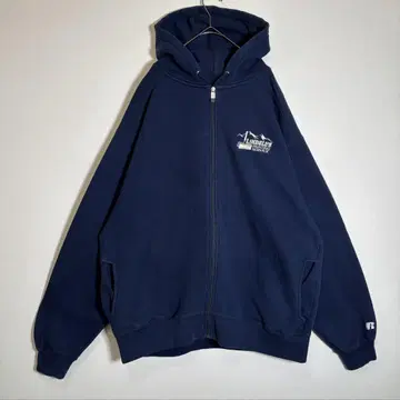 러셀 애슬레틱 기업 자수 로고 속기모 집업 후드티