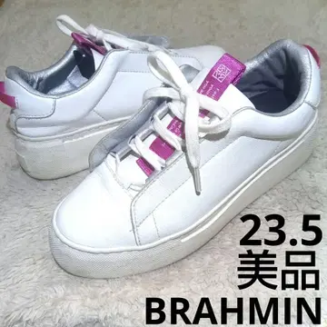 새상품급 BRAHMIN 브라 화이트 핑크 23.5 천연 가죽 통굽