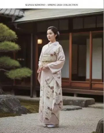 새상품 후리소데 동백꽃 얇은 핑크와 화이트 꽃무늬 자수 성인식 맞춤