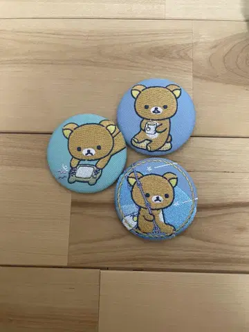 리락쿠마 자수 캔뱃지 3개 세트