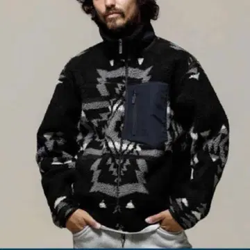 별주 펜들턴 나노 유니버스 네이티브 패턴 보아 플리스 자켓 블랙