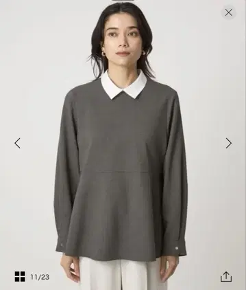 소프트 조젯 카라 부착 페플럼 풀오버 머신 워셔블