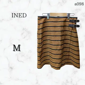 이네드 INED 스커트 숏 기장 보더 벨트 9호