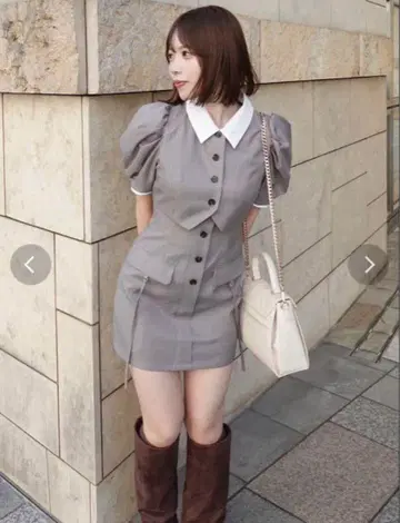 dazzlin 자켓 라이크 레이어드 미니 원피스