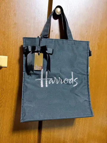 Harrods 블랙 토트백 스톤 장식