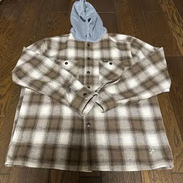 BLUCO 후드 부착 체크 플란넬 셔츠